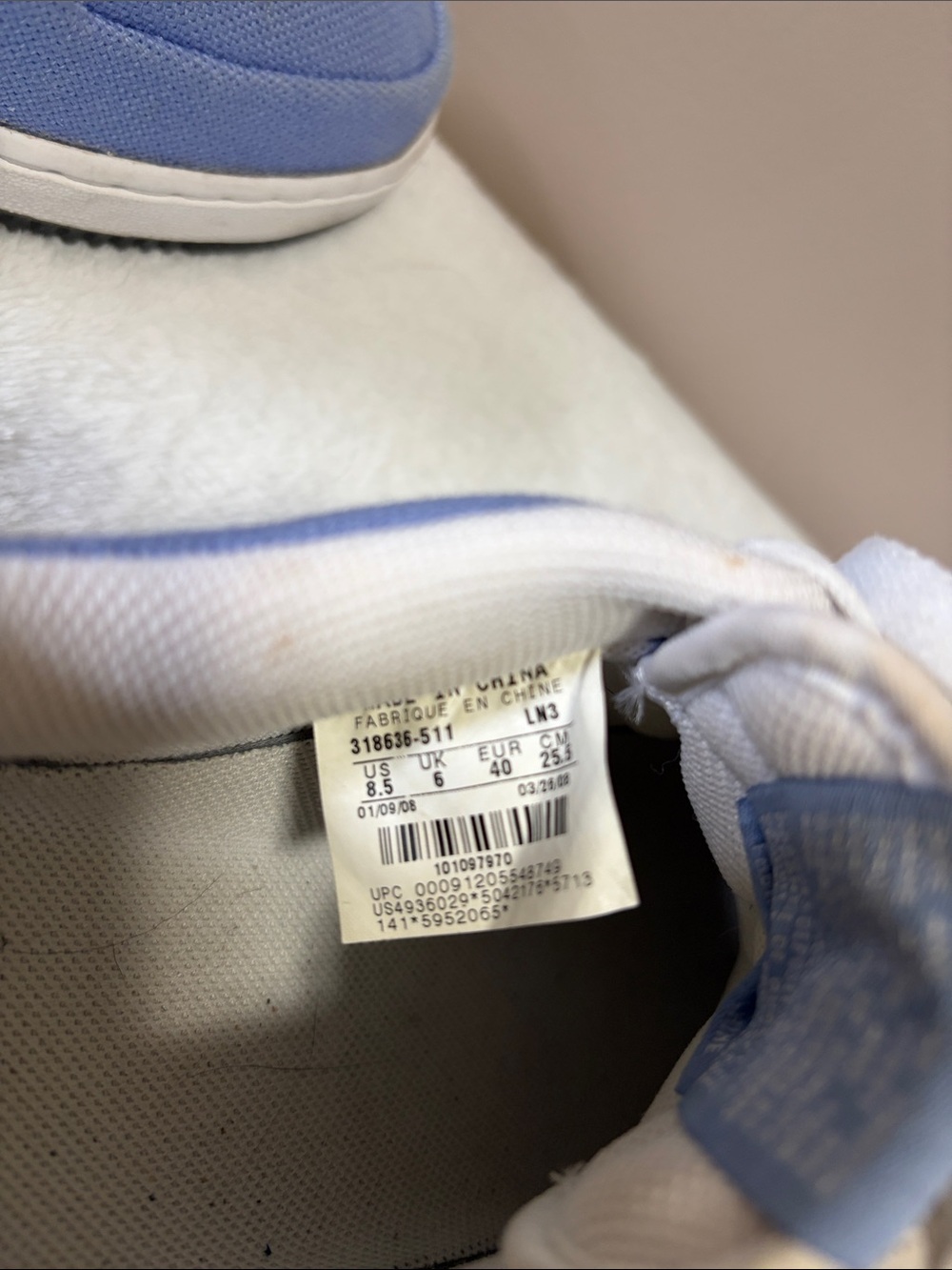 Nike Air Force 1 Low Top Sneakers - 8.5 Women’s Light Blue & White Canvas - Picture 6 of 7